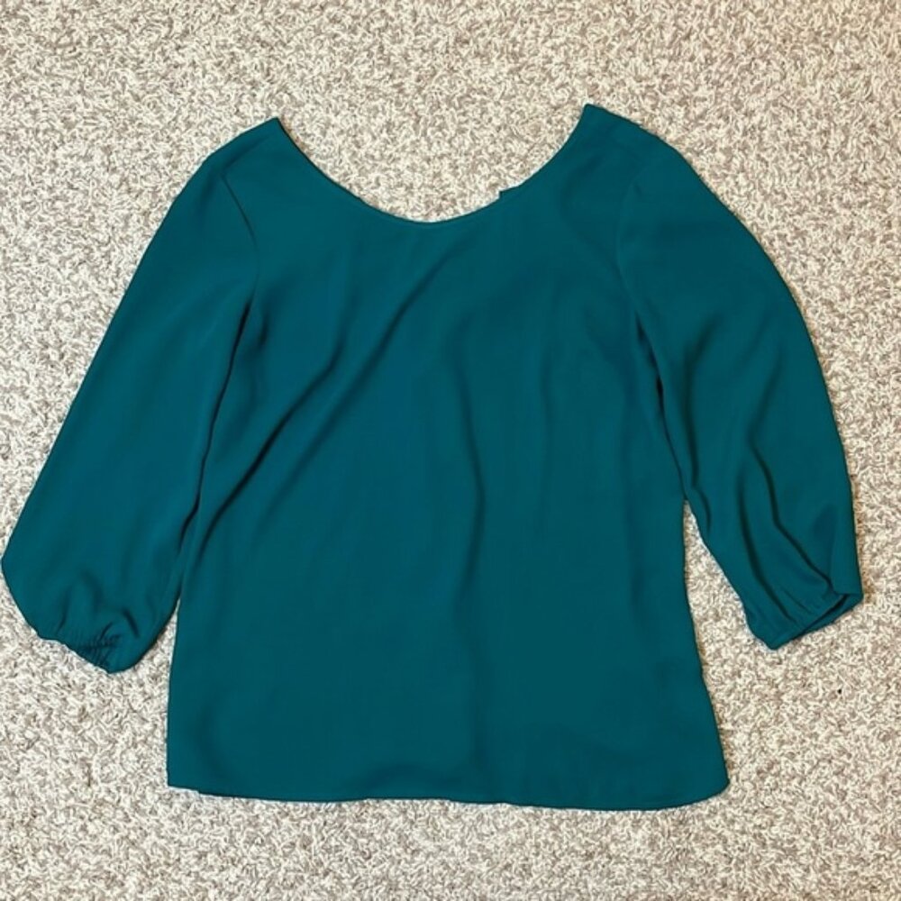 The Limited Emerald Green Oversized Bow Career Long Sleeve Blouse - Size XS